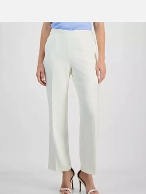 Kasper Crepe Wide-Leg Pull-On Pants